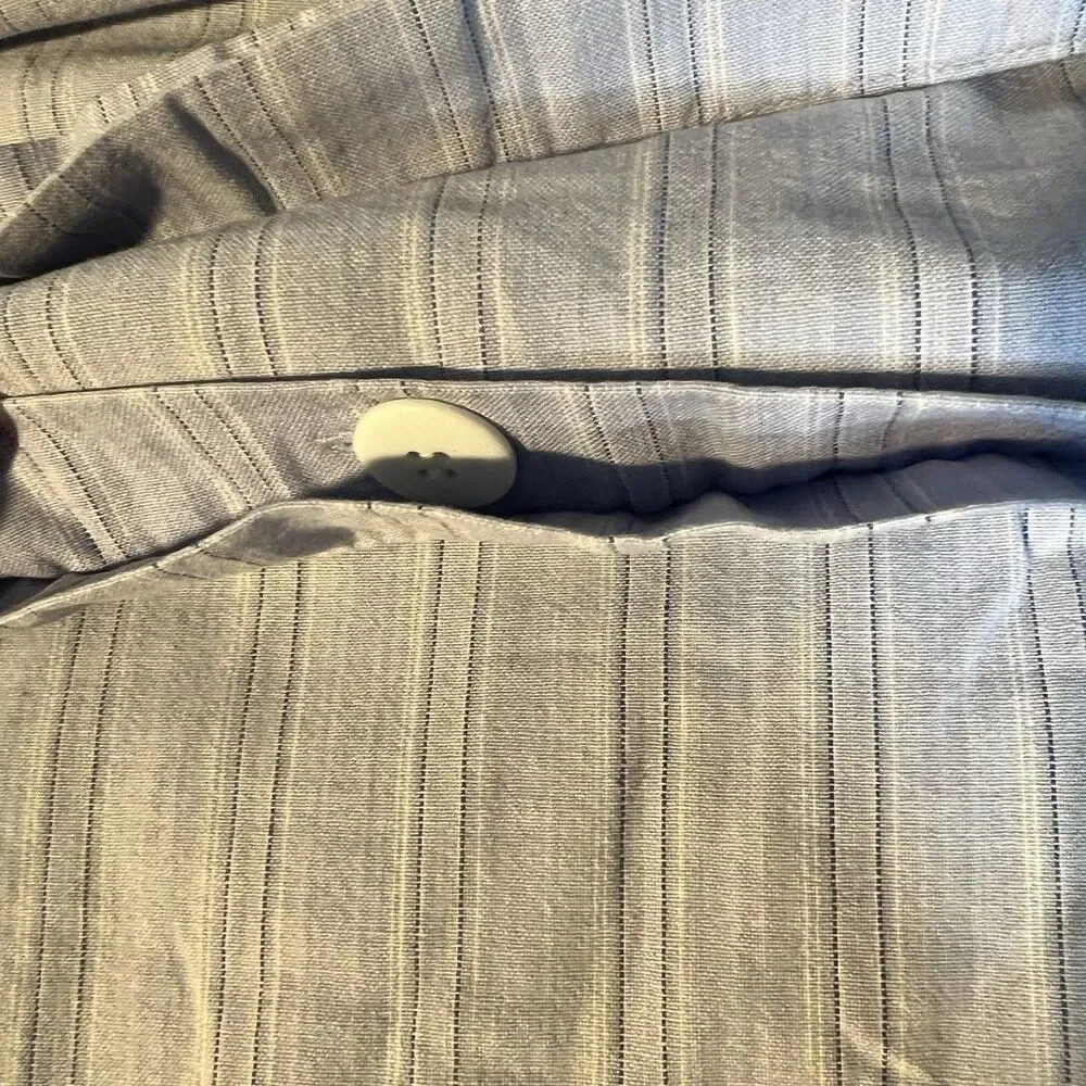 Crate and Barrel Blue Shirting Striped Pillowcases Coastal Beach Nautical 19x28